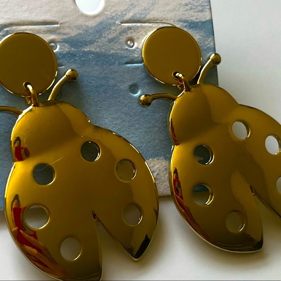 Elsie & Zoey Gold Ladybug Earrings - Picture 2 of 6